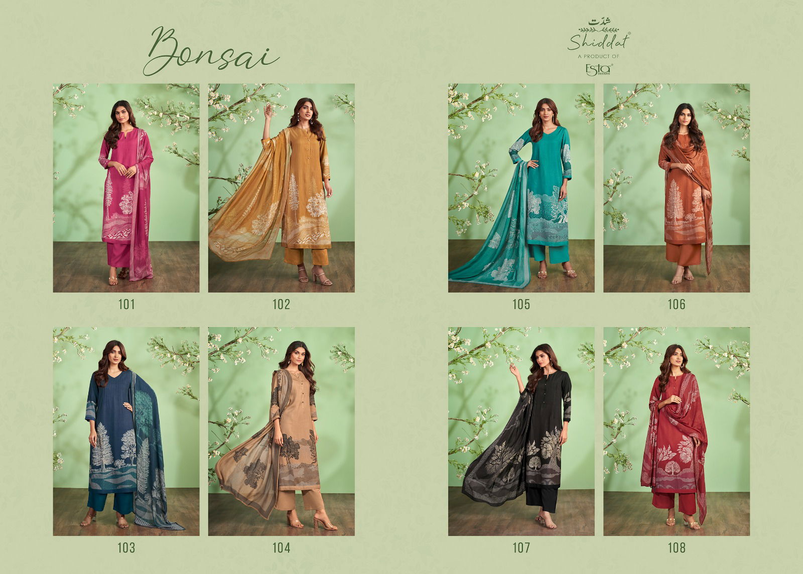 Bonsai By Esta Shiddat Printed Pashmina Dress Material Catalog